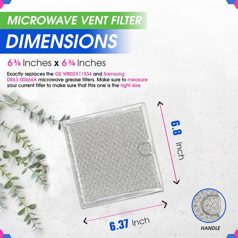 Bagean Microwave Filter replacement 6.81" x 6.34" Fits GE WB02X11534 Samsung DE63-00666A Microwave Grease Filter - Freshens and Filters Kitchen Air Entering the Over-the-Range Oven Stove Fan (1-Pack) - Image 3