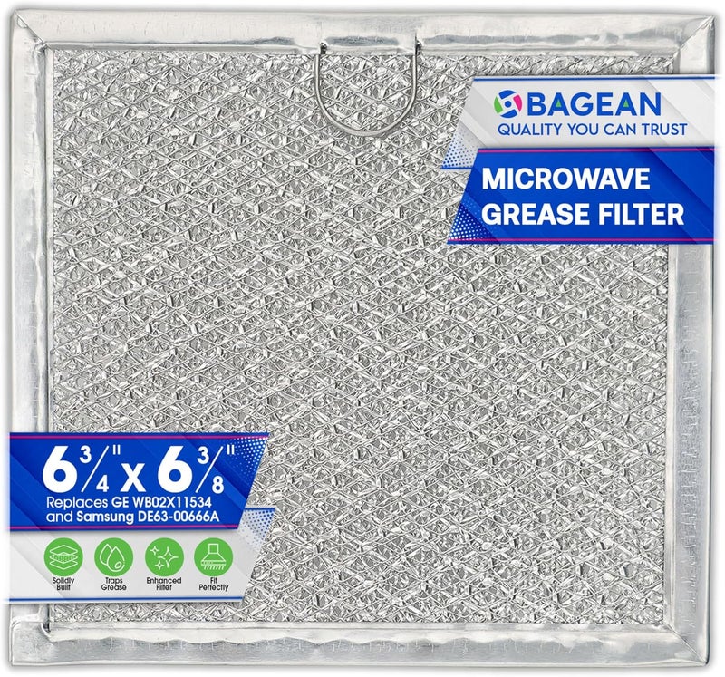 Bagean Microwave Filter replacement 6.81" x 6.34" Fits GE WB02X11534 Samsung DE63-00666A Microwave Grease Filter - Freshens and Filters Kitchen Air Entering the Over-the-Range Oven Stove Fan (1-Pack) - Image 1