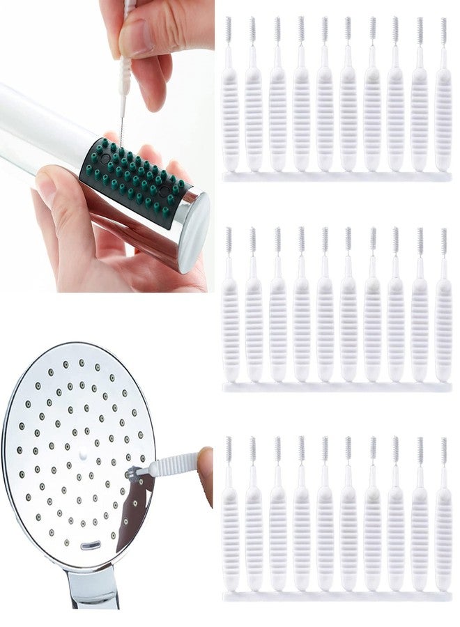 HUNCHA Shower Head Cleaning Brush for Small Hole, Multifunctional Shower Head Cleaner Tool Anti-Clogging Nozzle, Showerhead Cleaning Brushes Picks for Pore Gap Household Bathroom, White, Pack of 30 - Image 1