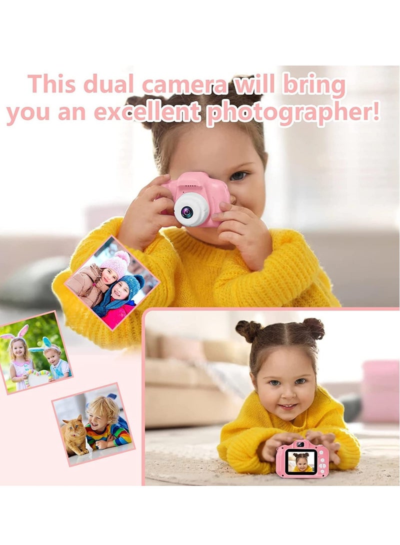 TOES Kids Camera for Girls Boys, Kids Selfie Camera Toy 13MP 1080P HD Digital Video Camera for Toddler, Christmas Birthday Gifts for 3-10 Years Old Children (32GB, Pink) - Image 3