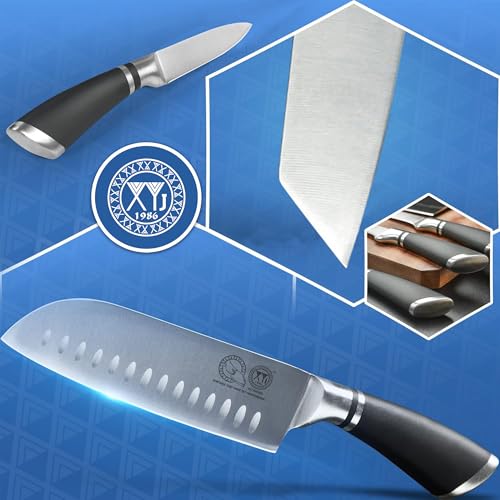 XYJ Professional Knife Sets for Master Chefs, Chef Knife Set with Bag, Sheath, Culinary Kitchen Butcher Meat Knives, Cooking Cutting, Santoku, Tools, Fruits, Stainless Steel - Image 3