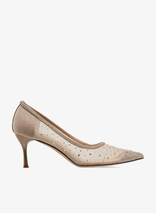 Flora Bella By Shoexpress BEIGE Women Embellished Stiletto Heel Pumps for Women | Best Price UAE
