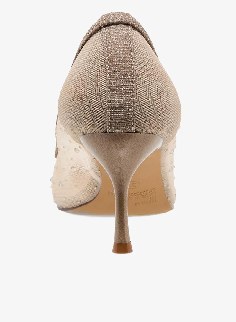 Flora Bella By Shoexpress BEIGE Women Embellished Stiletto Heel Pumps for Women | Best Price UAE