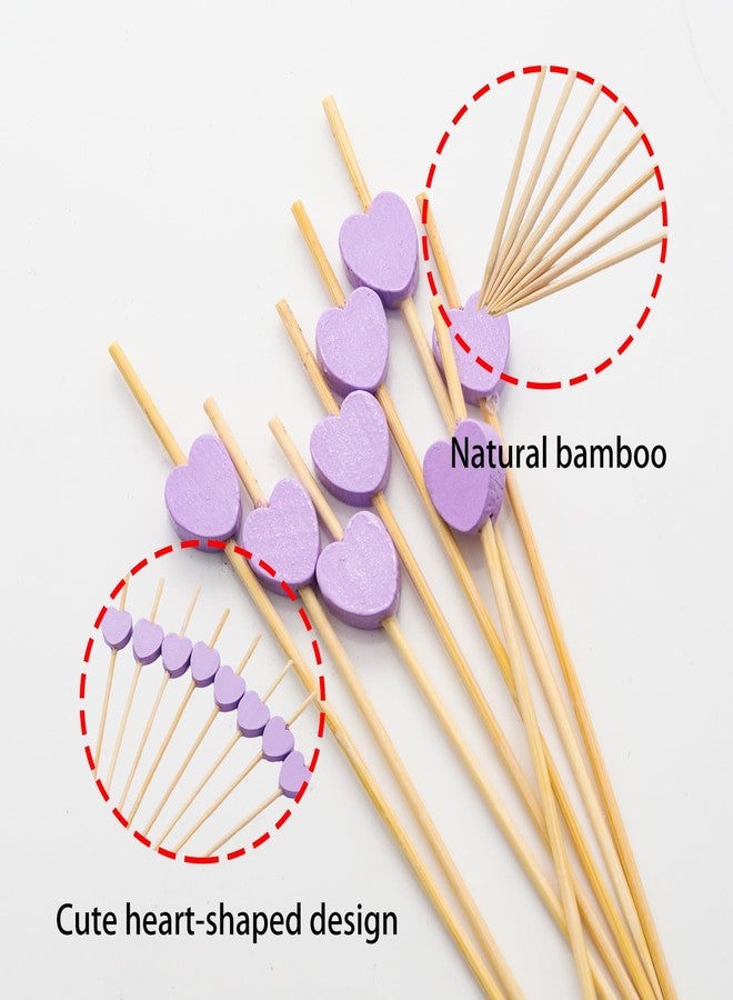 Wuyituart 100 Pcs Bamboo Cocktail Picks 4.7 Inch Food Sticks Fruit Skewers Fancy Toothpicks for Food Drinks, Purple Heart - Image 3