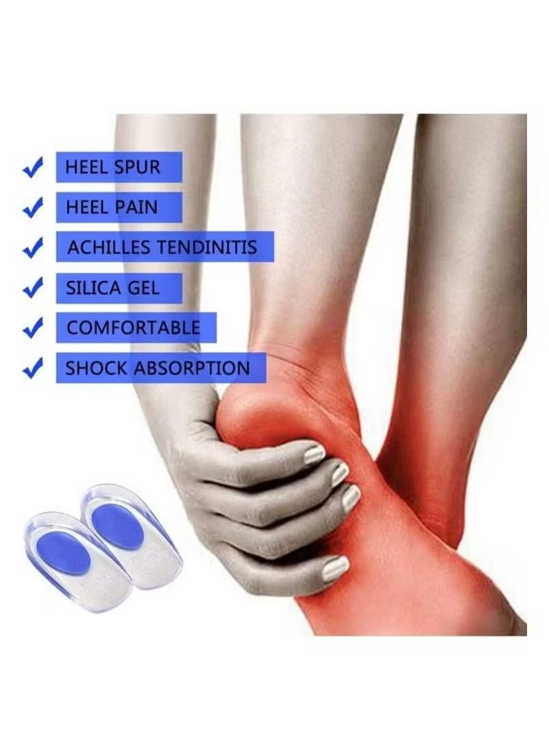 2 Pair Silicone Heel Cup Pads for Bone Spurs Pain Relief Protectors - Image 2