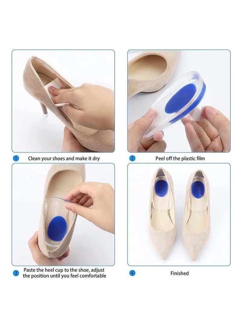 2 Pair Silicone Heel Cup Pads for Bone Spurs Pain Relief Protectors - Image 5