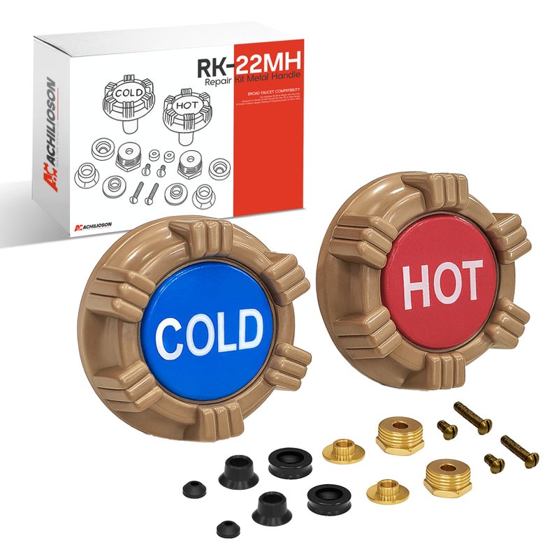 Achilioson RK-22MH Repair Kit Metal Handle,rk-22mh Outside Faucet Repair kit Compatible with Woodford Model 22&V22 Hot and Cold Outdoor Faucet, Round Handle (18pcs). - Image 1
