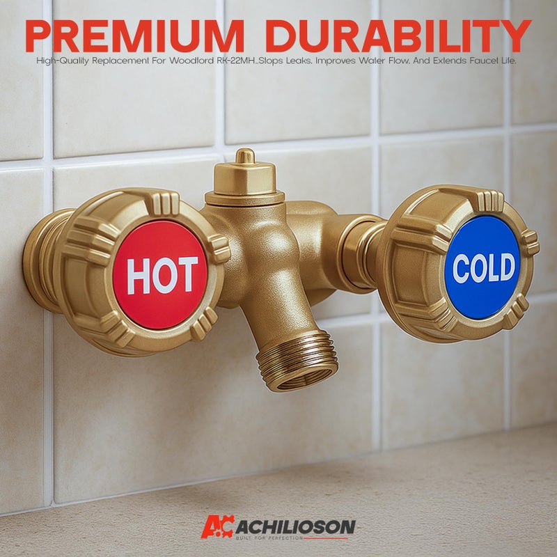 Achilioson RK-22MH Repair Kit Metal Handle,rk-22mh Outside Faucet Repair kit Compatible with Woodford Model 22&V22 Hot and Cold Outdoor Faucet, Round Handle (18pcs). - Image 2
