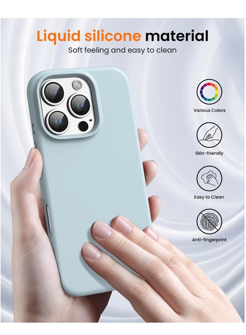 NEW Premium Soft Liquid Silicone Case for iPhone 16 Pro – Silky and Soft Touch Series Full-Body Protective Bumper (Sky Blue) - Image 3