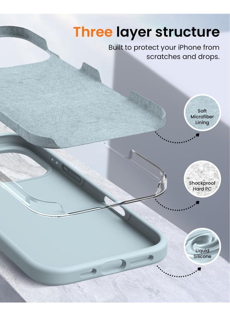 NEW Premium Soft Liquid Silicone Case for iPhone 16 Pro – Silky and Soft Touch Series Full-Body Protective Bumper (Sky Blue) - Image 4