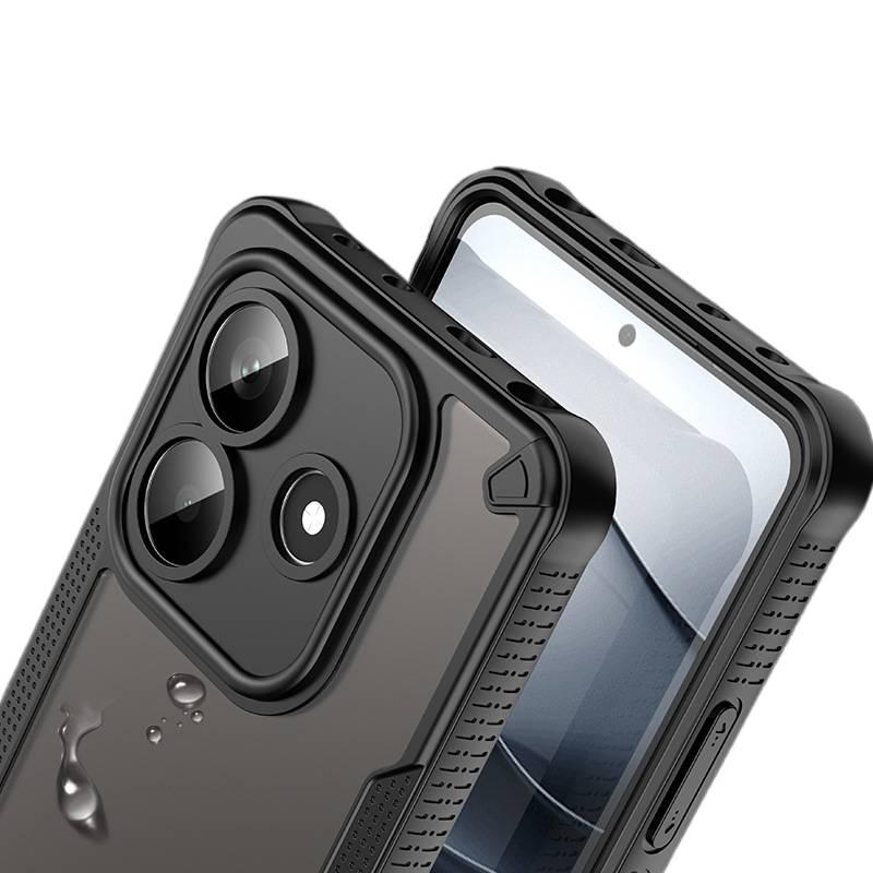 غطاء واقي بTPU+PC لـ Redmi Note 14 مع مقاوم للصدمات وحماية من السقوط مع مقاوم للصدمات مع حامل قائم مع ملمس غير لامع باللون أزرق بوظيفة حامل من مادة TPU باللون الأزرق باللون الأحمر - Image 4