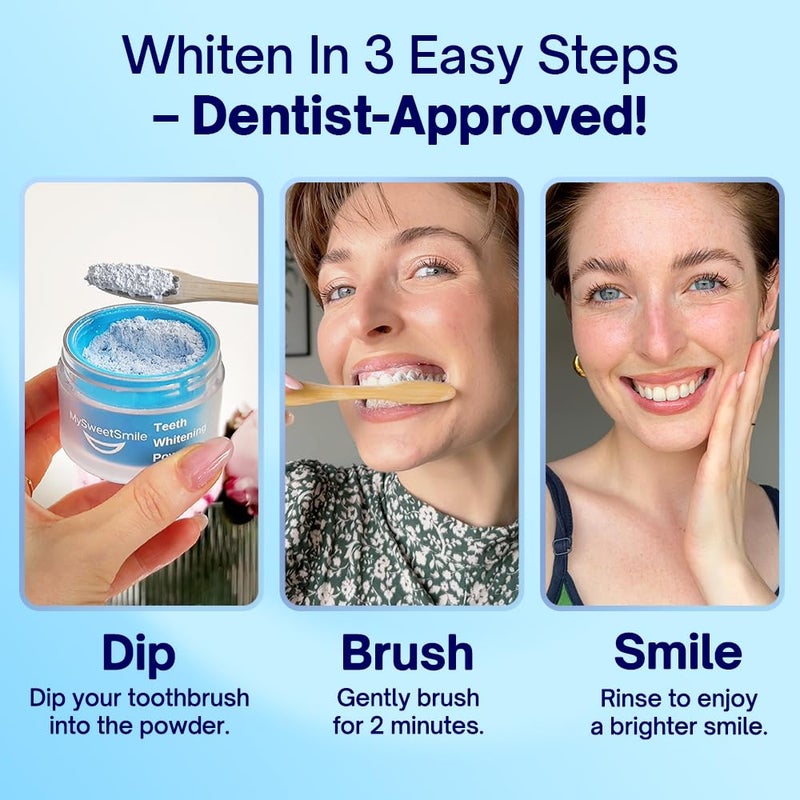 MySweetSmile Teeth Whitening Powder â€“ 6 Month Supply â€“ Removes Years of Coffee, Tea, Smoking & Ageing Stains â€“ Dentist-Approved & Enamel-Safe â€“ IndyBest Award-Winning Whitener â€“ Fresh Mint Flavour - Image 4