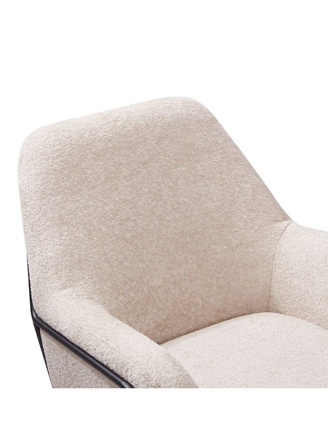 DANUBE HOME Akira 1 Seater Fabric  Accent Chair  | Armchair  | Modern Design Single Seater Accent Chair | Comfortable Living Room Furniture L76xW85xH87cm - Beige - Image 4