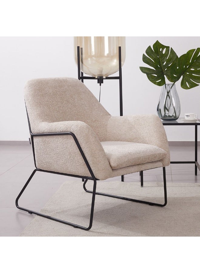 DANUBE HOME Akira 1 Seater Fabric  Accent Chair  | Armchair  | Modern Design Single Seater Accent Chair | Comfortable Living Room Furniture L76xW85xH87cm - Beige - Image 1