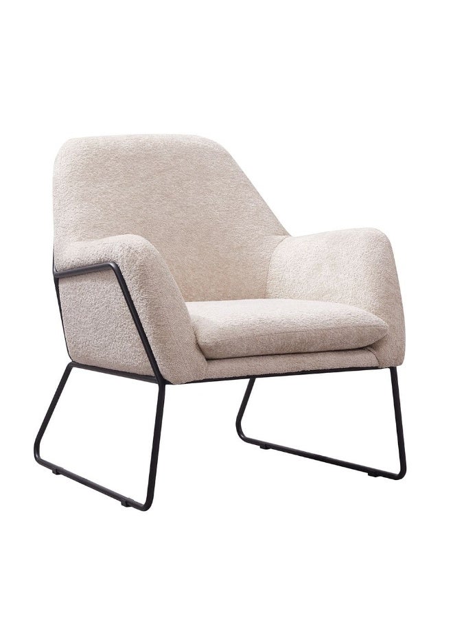 DANUBE HOME Akira 1 Seater Fabric  Accent Chair  | Armchair  | Modern Design Single Seater Accent Chair | Comfortable Living Room Furniture L76xW85xH87cm - Beige - Image 3