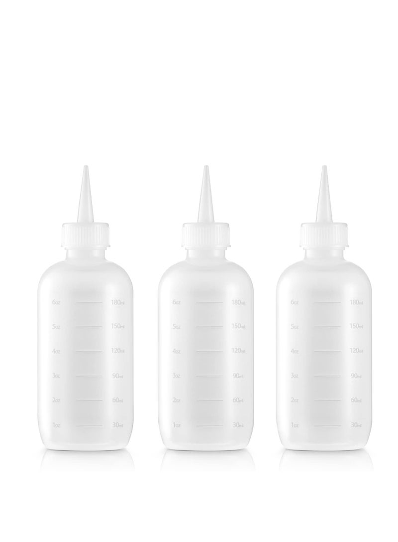Bar5F Bar5F Hair Color Applicator Bottles, 3-Pack, 6 Ounce Translucent Squeeze Dropper Bottle with Measuring Scale, BPA Free, Ideal for Salon, Oil, Hair Coloring, Scalp Treatment, Taming & Styling - Image 1