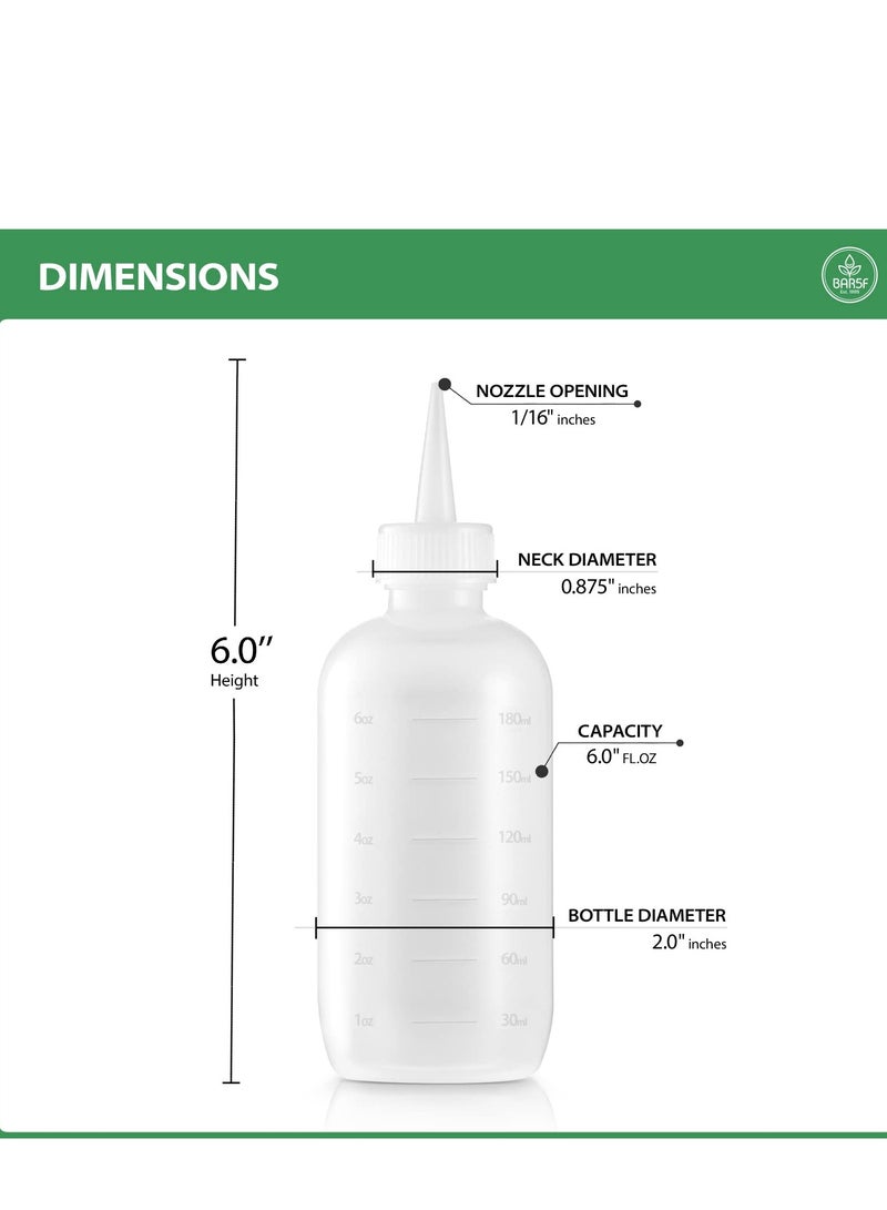 Bar5F Bar5F Hair Color Applicator Bottles, 3-Pack, 6 Ounce Translucent Squeeze Dropper Bottle with Measuring Scale, BPA Free, Ideal for Salon, Oil, Hair Coloring, Scalp Treatment, Taming & Styling - Image 2