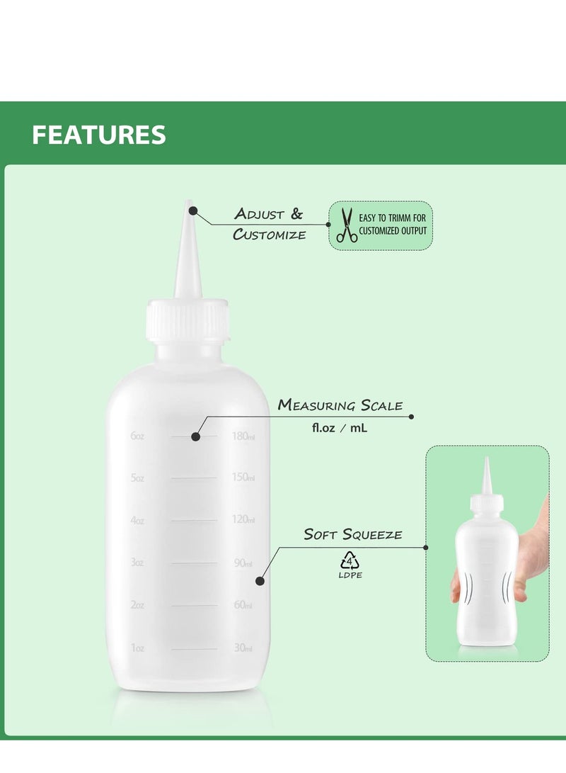 Bar5F Bar5F Hair Color Applicator Bottles, 3-Pack, 6 Ounce Translucent Squeeze Dropper Bottle with Measuring Scale, BPA Free, Ideal for Salon, Oil, Hair Coloring, Scalp Treatment, Taming & Styling - Image 3