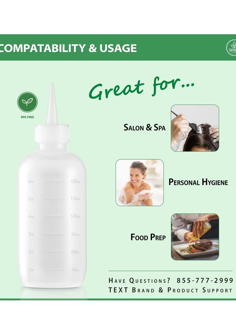 Bar5F Bar5F Hair Color Applicator Bottles, 3-Pack, 6 Ounce Translucent Squeeze Dropper Bottle with Measuring Scale, BPA Free, Ideal for Salon, Oil, Hair Coloring, Scalp Treatment, Taming & Styling - Image 4
