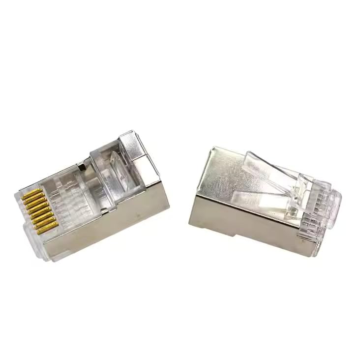 Expertronics 100 Pcs RJ45 Cat6 Shielded Connector Plug for Ethernet Cable – Gold Plated 8P8C Modular Network Plug – High-Speed, Stable Signal Transmission – Compatible with Cat5, Cat5e, Cat6 Cables - Image 1
