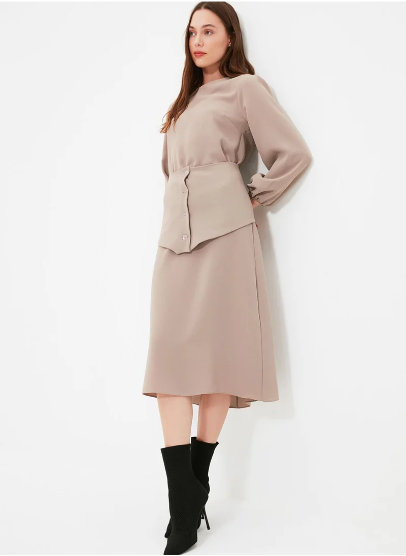 trendyol Balloon Sleeve Button Detail Dress