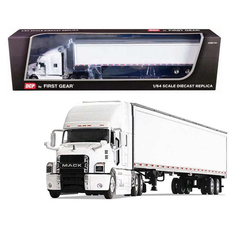 First Gear 164 Scale Diecast Collectible WhiteWhite Mack Anthem Sleeper Cab Tractor with 53 Trailer 600367 - Image 2