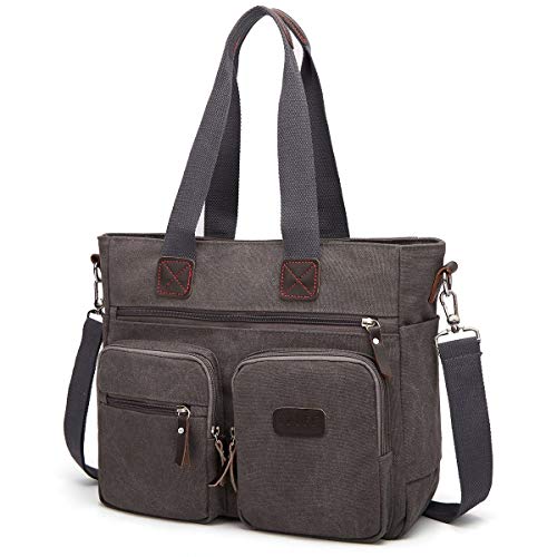 ToLFE Women Top Handle Satchel Handbags Shoulder Bag Messenger Tote Bag Purse Crossbody Bag (Double handles with 9.8" drop, New-Grey1) - Image 1
