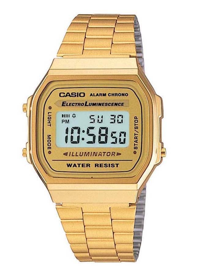 CASIO Men Water Resistant Stainless Steel Digital Watch A168WG-9 - 36 mm - Gold - Image 1