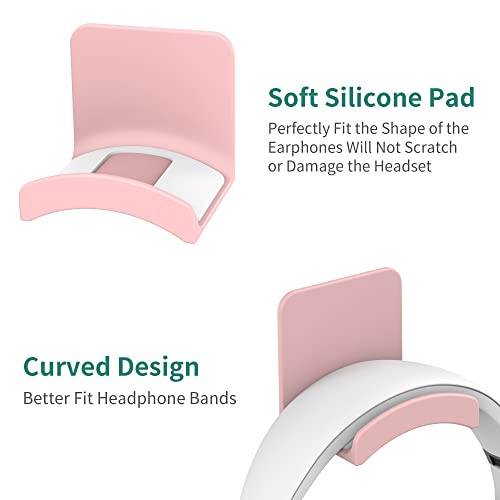 HomeMount Headphone Stand Headset Holder - Adhesive Gaming Headphone Hanger Hook Desk Mount for Most Headphone & Controller (Pink 2Pack) - Image 2