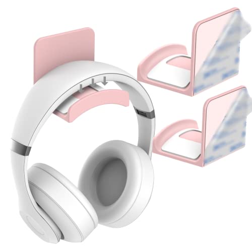 HomeMount Headphone Stand Headset Holder - Adhesive Gaming Headphone Hanger Hook Desk Mount for Most Headphone & Controller (Pink 2Pack) - Image 1