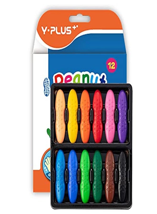 YPLUS Peanut Crayons for Kids, 12 Colors Washable Toddler Crayon, Non-Toxic Baby Crayon for ages 2-4, 1-3, 4-8, Coloring Art Supplies - Image 1