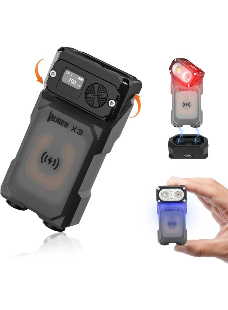 WUBEN X3 Mini Rechargeable Flashlight with Charging Base 180 Degree EDC Keychain Flashlight Twist Ip65 Waterproof Magnet Pocket Flashlight 10 Mode Type-C Lanyard for Camping, Outdoor,Inspection, - Image 1