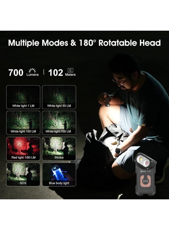 WUBEN X3 Mini Rechargeable Flashlight with Charging Base 180 Degree EDC Keychain Flashlight Twist Ip65 Waterproof Magnet Pocket Flashlight 10 Mode Type-C Lanyard for Camping, Outdoor,Inspection, - Image 4