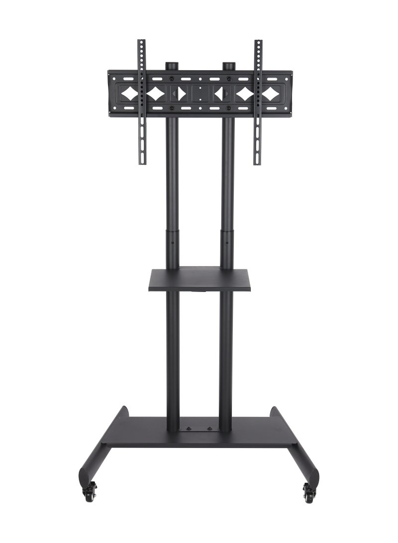 Olsenmark Movable TV Stand- OMLB1299/ Compatible with 32" to 75" LED and LCD TVs, Supports VESA sizes from 100x100 mm up to 600x400 mm/ Set-Top Box Shelf/ Black - Image 1