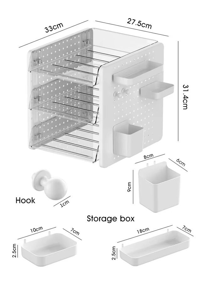 Quivlox Desktop Storage Box,Desktop Shelf Organizer,Desk Display Storage Shelf,White Desk Organizer and Storage with Pen Holder,Office Storage Rack Tabletop Bookshelf Multipurpose Shelves for Organizing Office Supplies Organizing Desktop Storing Books for Home Office  - Image 2