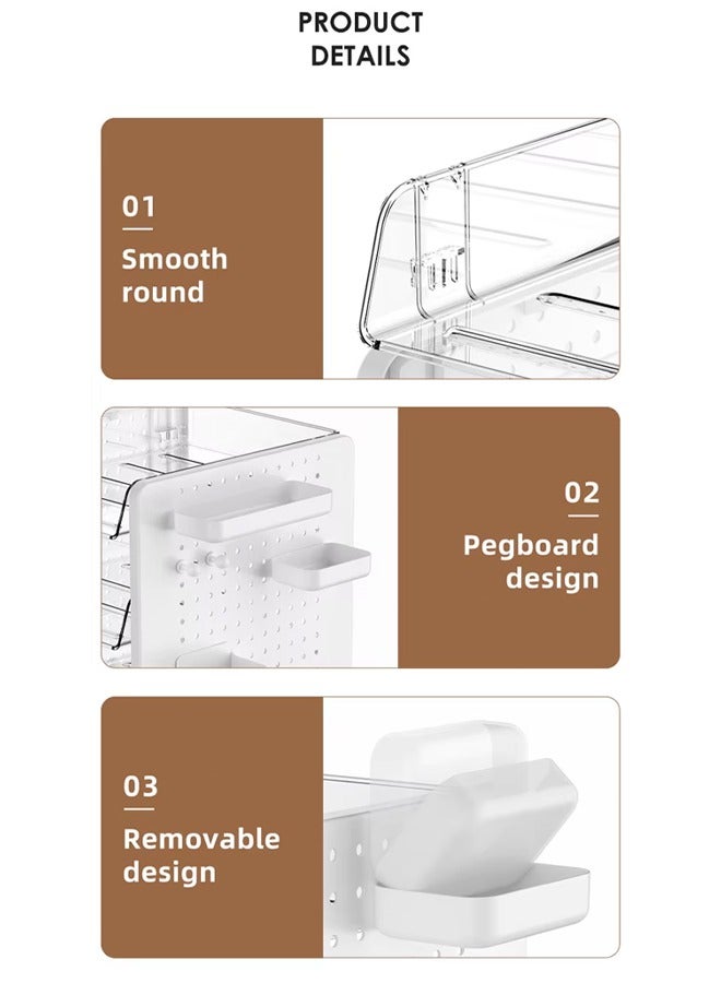 Quivlox Desktop Storage Box,Desktop Shelf Organizer,Desk Display Storage Shelf,White Desk Organizer and Storage with Pen Holder,Office Storage Rack Tabletop Bookshelf Multipurpose Shelves for Organizing Office Supplies Organizing Desktop Storing Books for Home Office  - Image 4