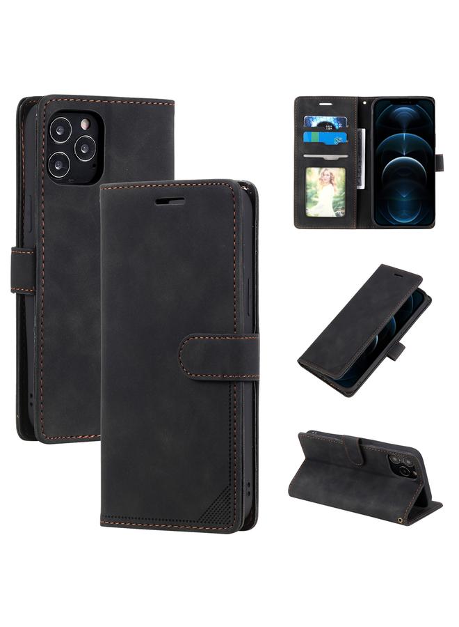 اس-توب جراب لهاتف iPhone 12 Pro Max مصنوع من الجلد المقاوم للسرقة مع فرشاة قابلة للطي أفقيًا - Image 1