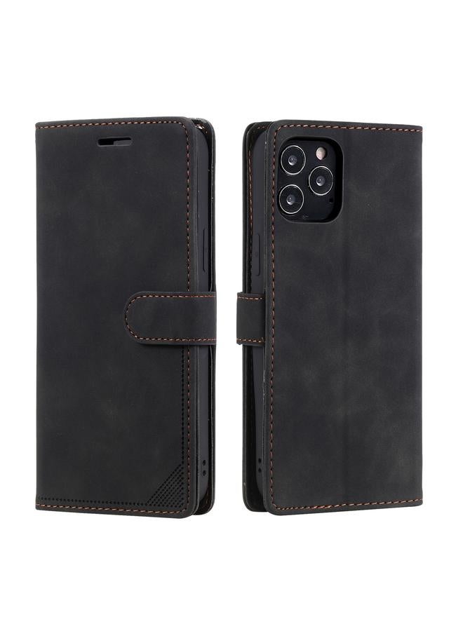 اس-توب جراب لهاتف iPhone 12 Pro Max مصنوع من الجلد المقاوم للسرقة مع فرشاة قابلة للطي أفقيًا - Image 2