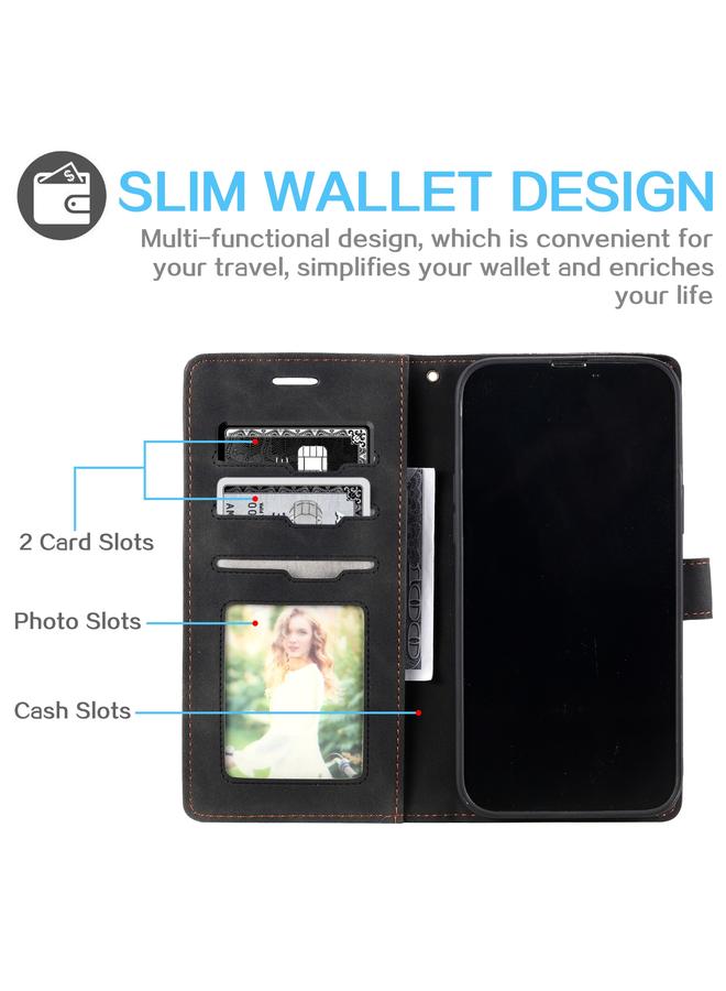 اس-توب جراب لهاتف iPhone 12 Pro Max مصنوع من الجلد المقاوم للسرقة مع فرشاة قابلة للطي أفقيًا - Image 4