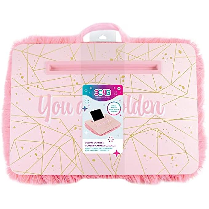 3C4G MAKE IT REAL PINK & GOLD DELUXE FUR LAP DESK - Image 1