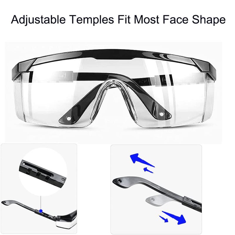 mozeeda 3 Pack Safety Glasses, Anti-fog Eye Protective Glasses Scratch Resistant Clear Wraparound Lenses Safety Goggles and No-Slip Grips, Adjustable Temples Lab Goggles - Image 3