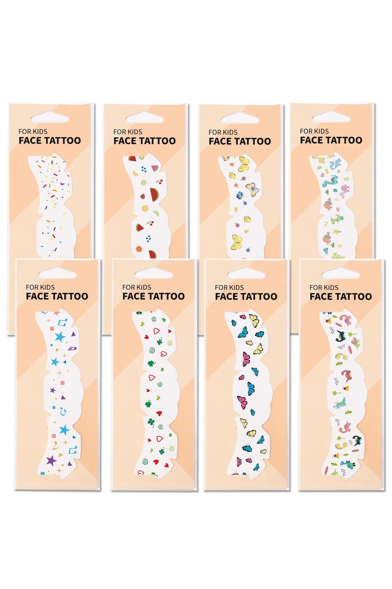قوس قزح أورينبو وشم مؤقت للوجه للأطفال - ملصقات وشم نمش على الوجه على شكل فراشة وفاكهة وديناصور كرتوني للبنات والأولاد ومكياج وأزياء راقصة وحفلات أعياد الميلاد - Image 2