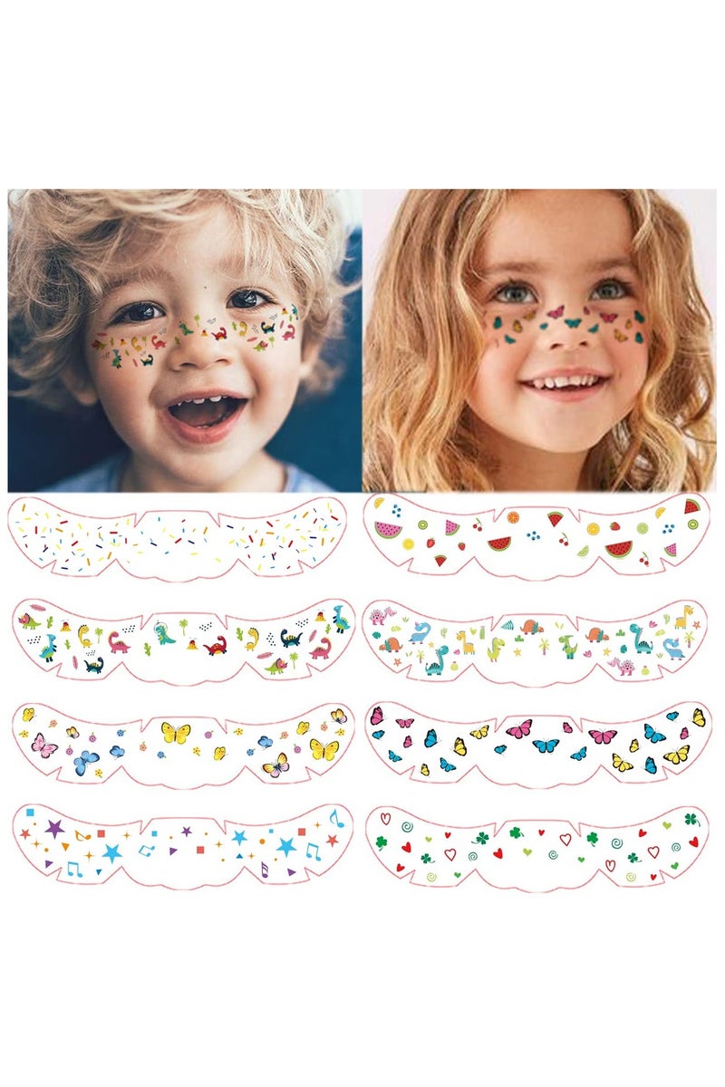 قوس قزح أورينبو وشم مؤقت للوجه للأطفال - ملصقات وشم نمش على الوجه على شكل فراشة وفاكهة وديناصور كرتوني للبنات والأولاد ومكياج وأزياء راقصة وحفلات أعياد الميلاد - Image 1