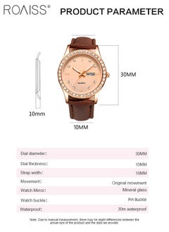 Women's Steel Leather Strap Quartz Watch, Analog Display Round Dial with Dual Calendar, Luminous Waterproof Luxurious Wristwatch as Gift for Ladies - pzsku/ZD12DFF2D4A7E135E0AC2Z/45/_/1729068317/dd08d743-2827-4b47-b22d-4661f8f32e47