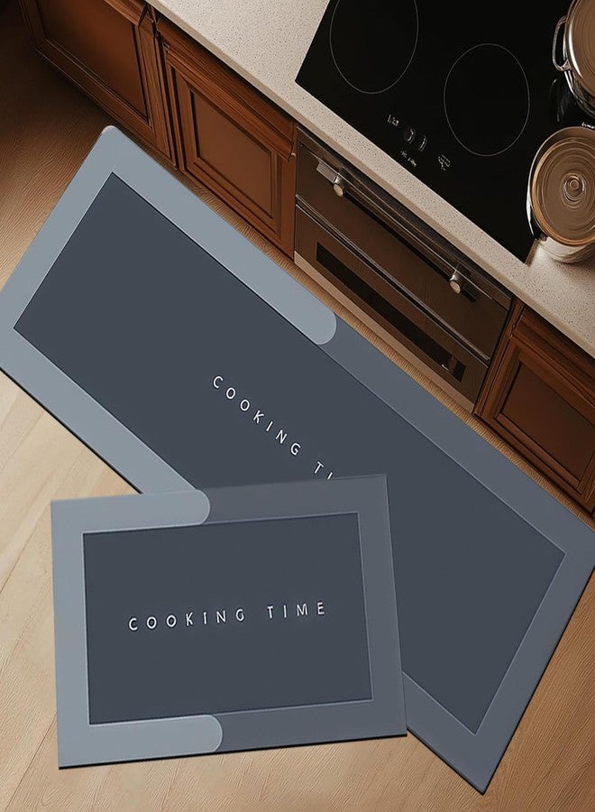 CANWAY Rectangular Kitchen Mat Set of 2 (40×60 & 120×40 CM) – Water Absorbing, Anti-Slip, Waterproof, Washable Floor Mats for Home, Cooking Area & Sink Runner, Grey - Image 1