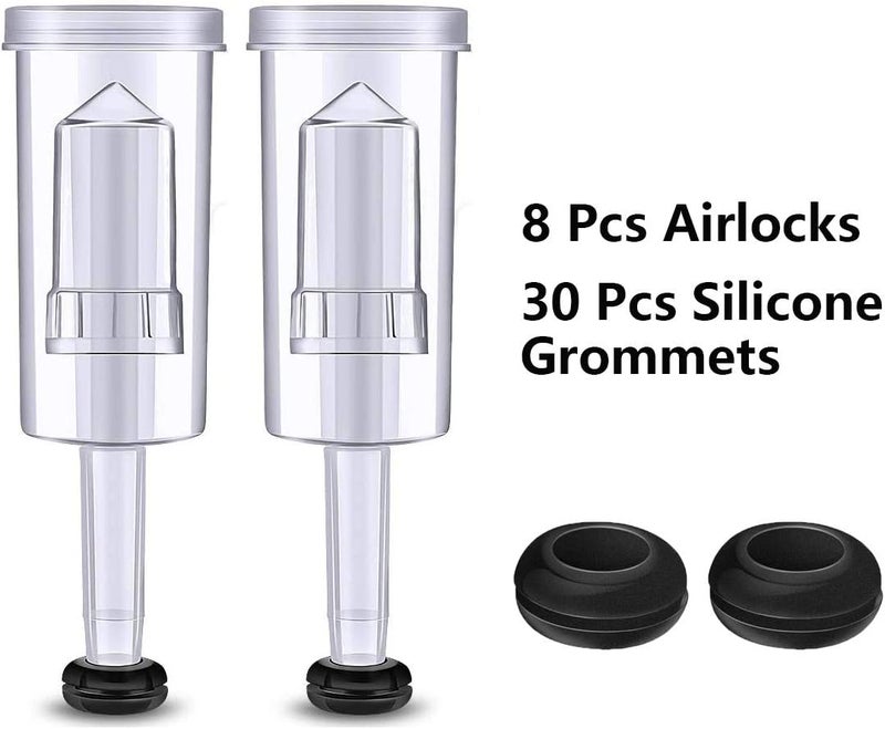 YXCCSE Air Locks 8 Pieces Plastic Airlock and 30 Pieces Silicone Grommets,Airlock Set for Fermenting, Brewing, Beer, Wine, Sauerkraut, Kimchi and Other Fermentation Projects - Image 2