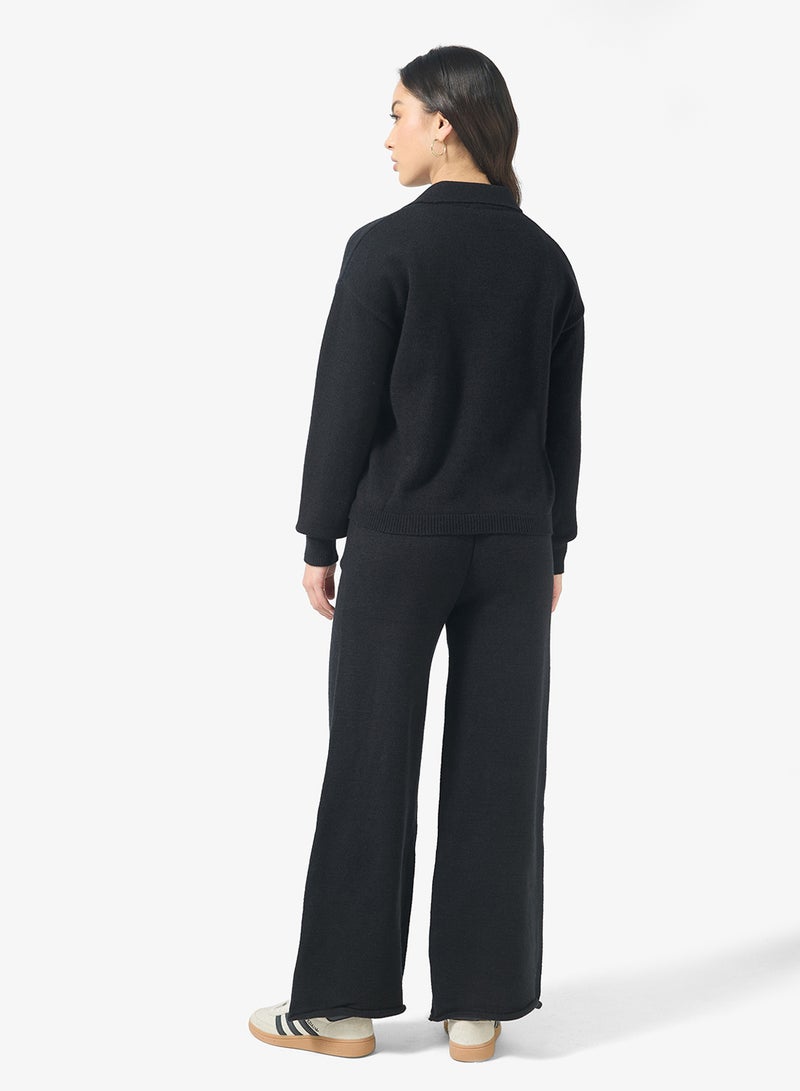 Ginger Basics Polo Kneck Fine Knit Top & Pant Coord Set - Image 2