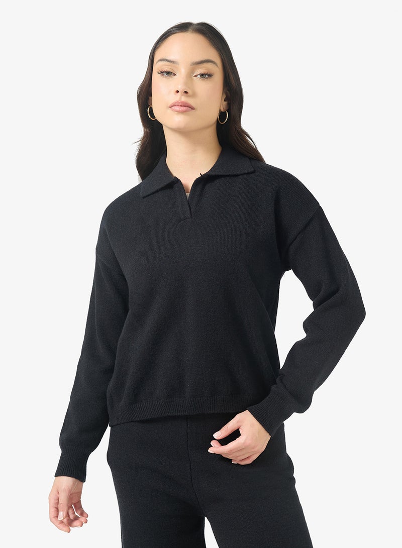 Ginger Basics Polo Kneck Fine Knit Top & Pant Coord Set - Image 3