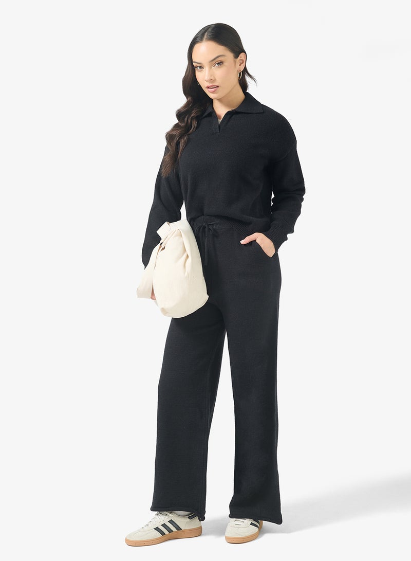 Ginger Basics Polo Kneck Fine Knit Top & Pant Coord Set - Image 5