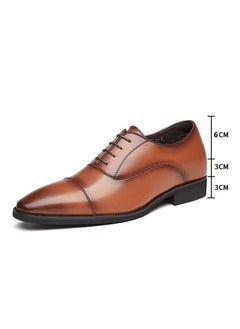 Loquat Men Business Men's Leather Shoes Brown(Lnternal Elevation) 